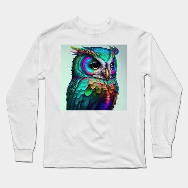 Psychedelic Owl - Awesome Owl #1 Long Sleeve T-Shirt by yewjin